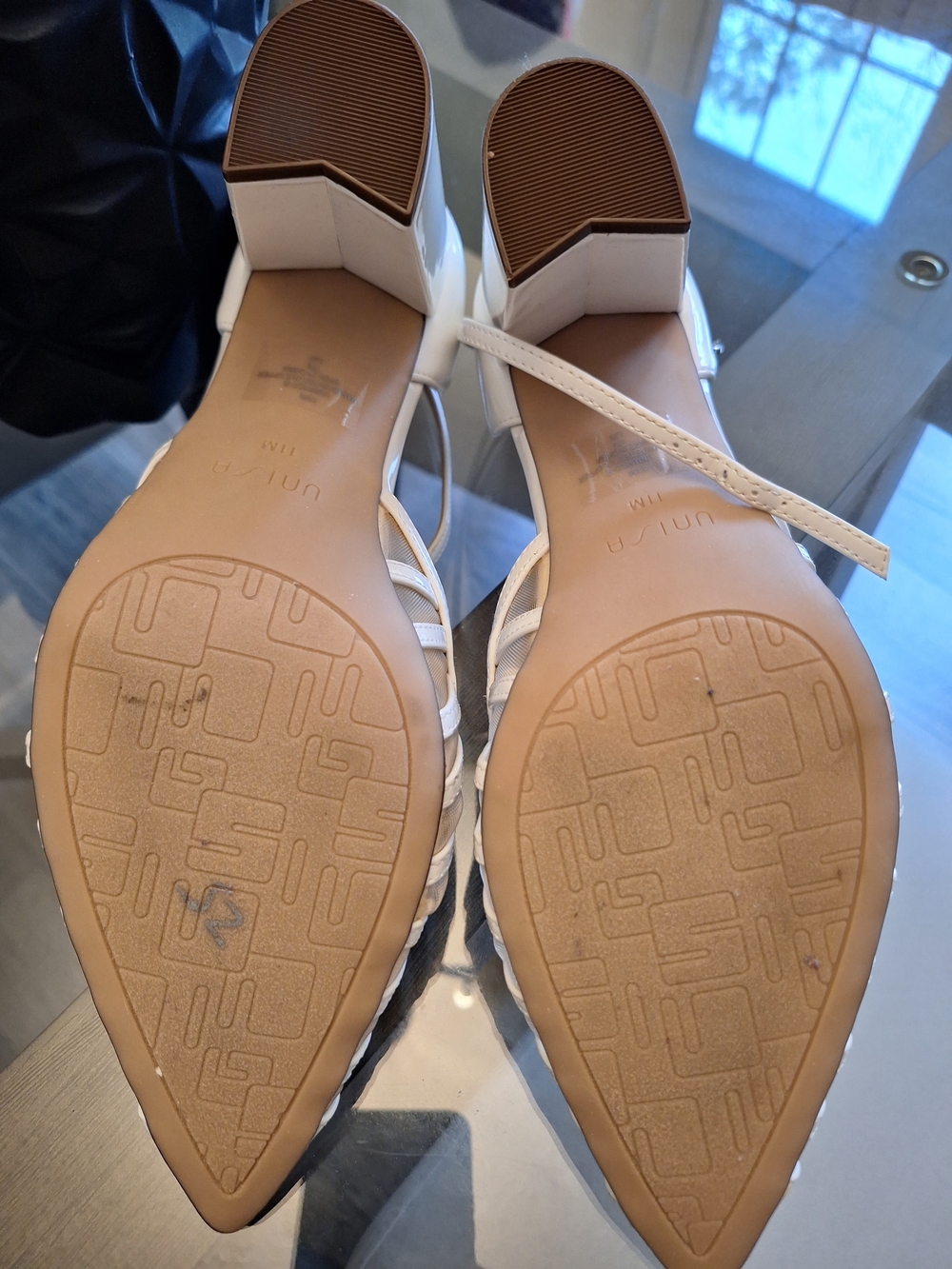 Unisa White Pointed-Toe Ankle-Strap Heels-NEW-Size 11!